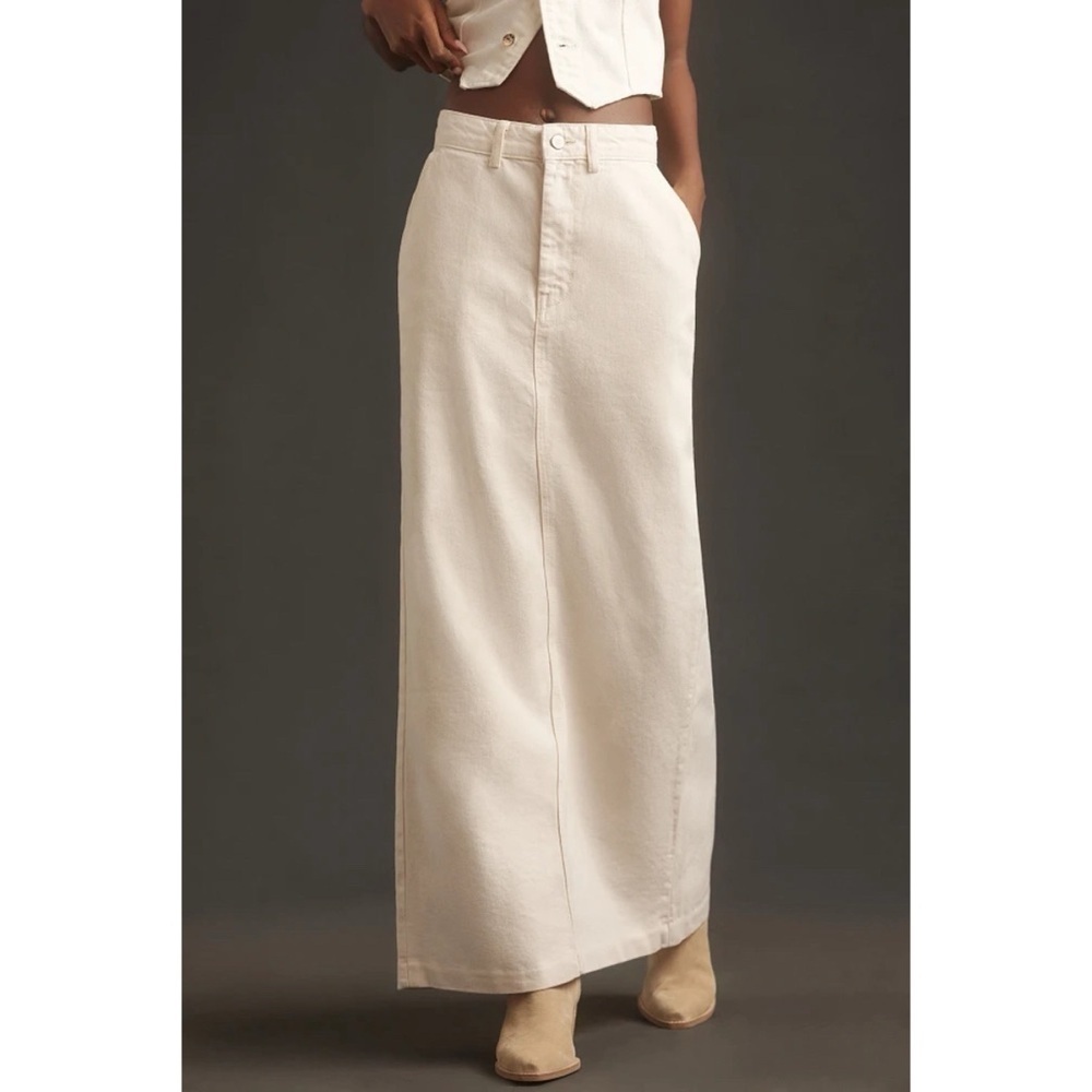 NWT Reformation Myles Denim Maxi Skirt Cream 25